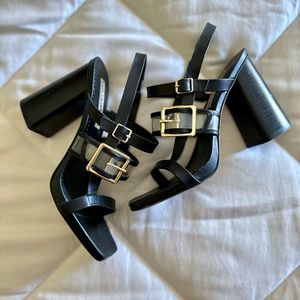Karl Lagerfeld Black & Clear Strapy Chunk Heel
